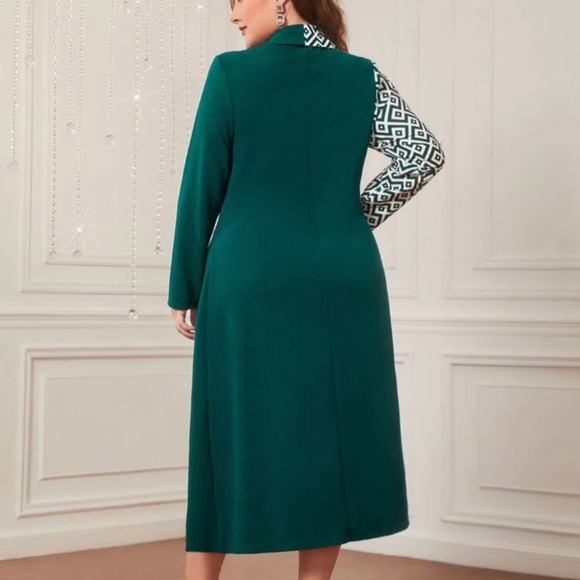 Geo Print Asymmetrical Hem Dress - Picture 2 of 5